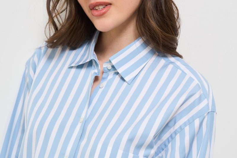 Camicia donna gessata celeste DALIA 85229001 XACUS 