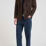 Giacca uomo doppiopetto in check marrone G751MF 408157F SANTANIELLO 