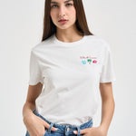 T-shirt donna girocollo bianca con ricamo EMILIE 09769L MC2 SAINT BARTH 