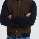 Giubbotto uomo in camoscio e tessuto blu FRANCIS KNIT 309 THE JACK LEATHERS 