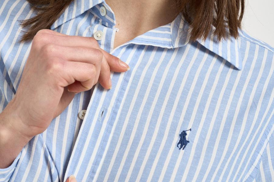 Camicia donna a righe celeste 211971514 503 RALPH LAUREN 