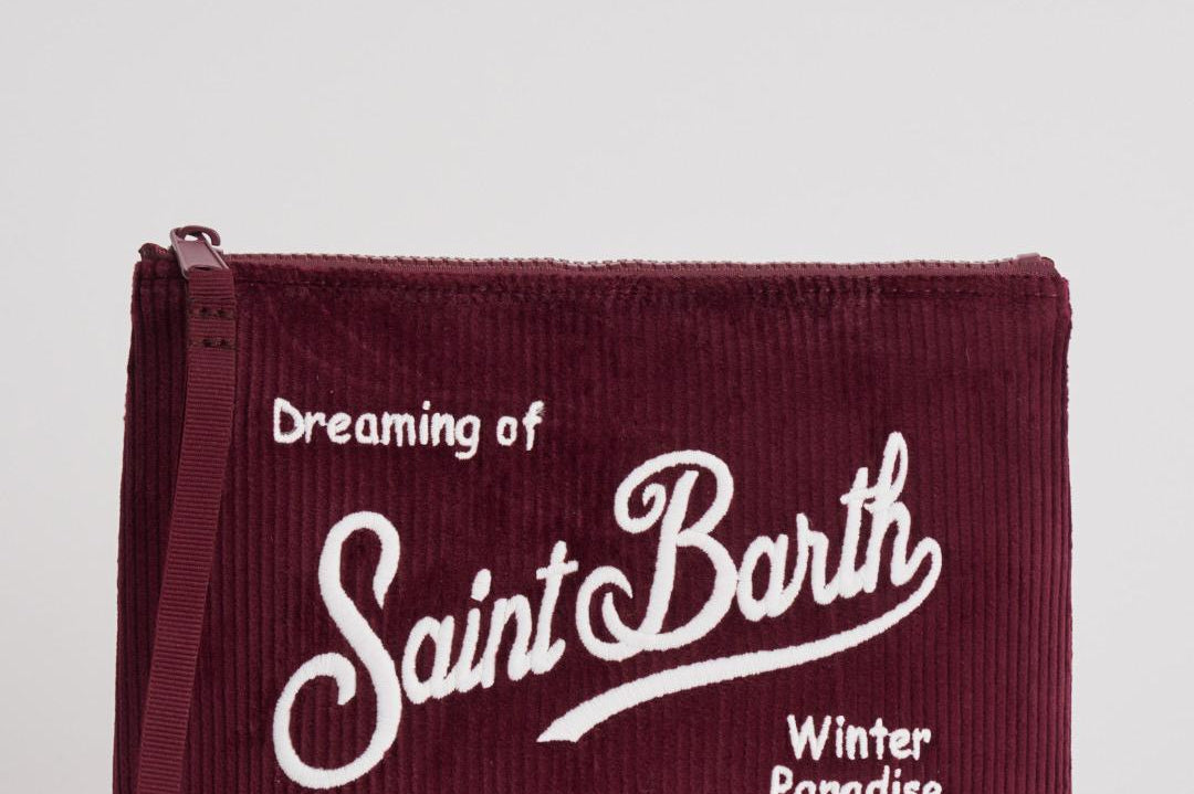 Pochette donna Aline Corduroy in velluto bordeaux ALINE COURD45 MC2 SAINT BARTH 
