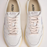 Sneakers donna medalist low in pelle bianca e beige AULW LL87 AUTRY 