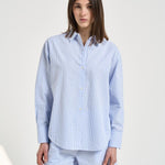 Camicia donna a righe azzurra e bianca CYS0001 AMA31 MC2 SAINT BARTH 