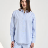 Camicia donna a righe azzurra e bianca CYS0001 AMA31 MC2 SAINT BARTH 