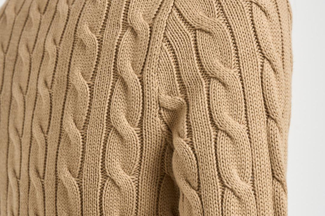 Cardigan donna a trecce cammello 211971868 502 RALPH LAUREN 