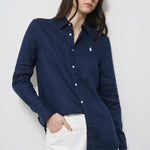 Camicia donna in lino blu 211970730 002 RALPH LAUREN 