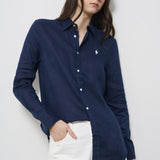 Camicia donna in lino blu 211970730 002 RALPH LAUREN 