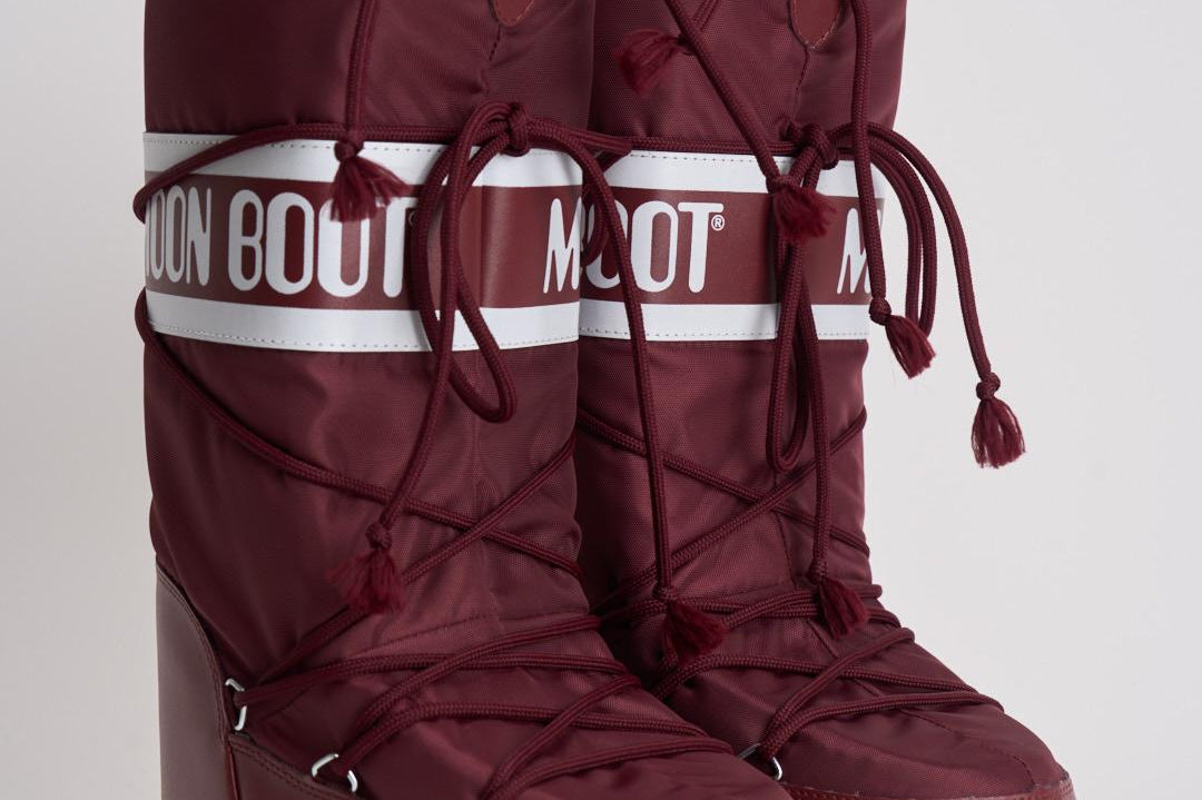 Stivale donna da neve alto in nylon bordeaux 1400440 D013BURGUNDY MOON BOOT 