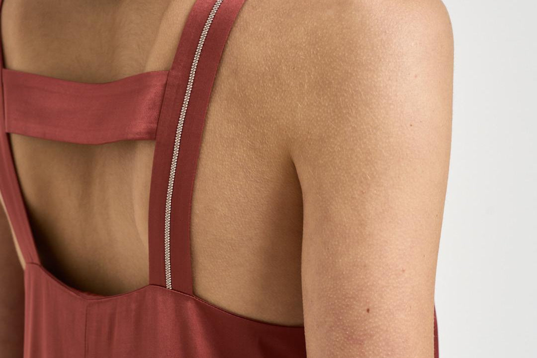 Abito donna midi rosso mattone A02056 06638124 PESERICO 