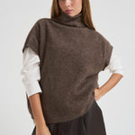 Maglia donna gilet tortora D540924 LACOON024CASTAGNA P.a.r.o.s.h. 