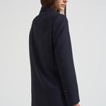 Giacca monopetto donna gessata blu navy GWP02461 P00209850629 GOLDEN GOOSE 