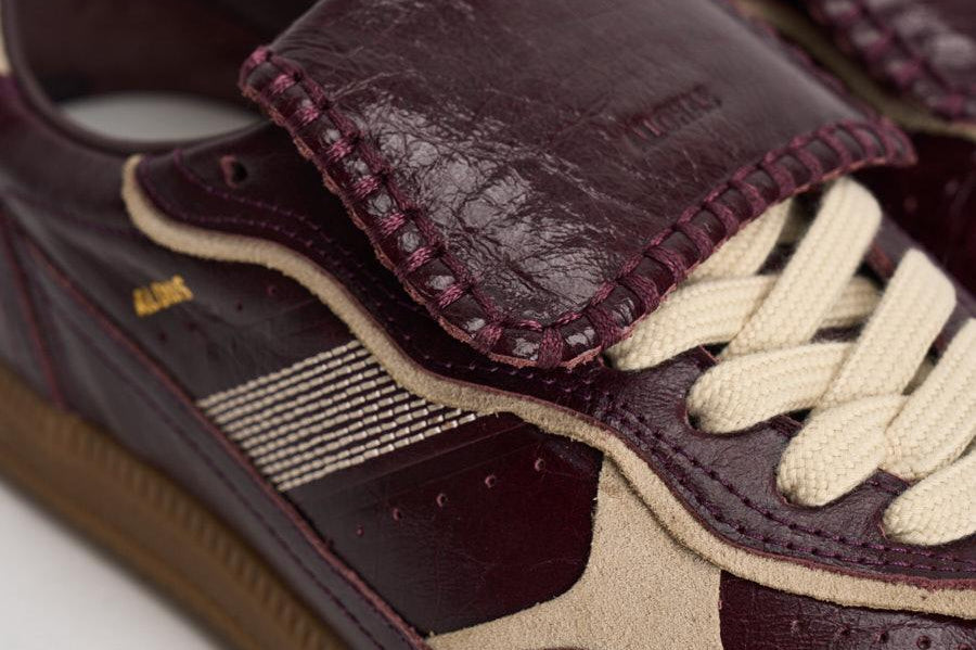 Sneakers donna stile vintage in pelle bordeaux e S100829 05 ALOHAS 