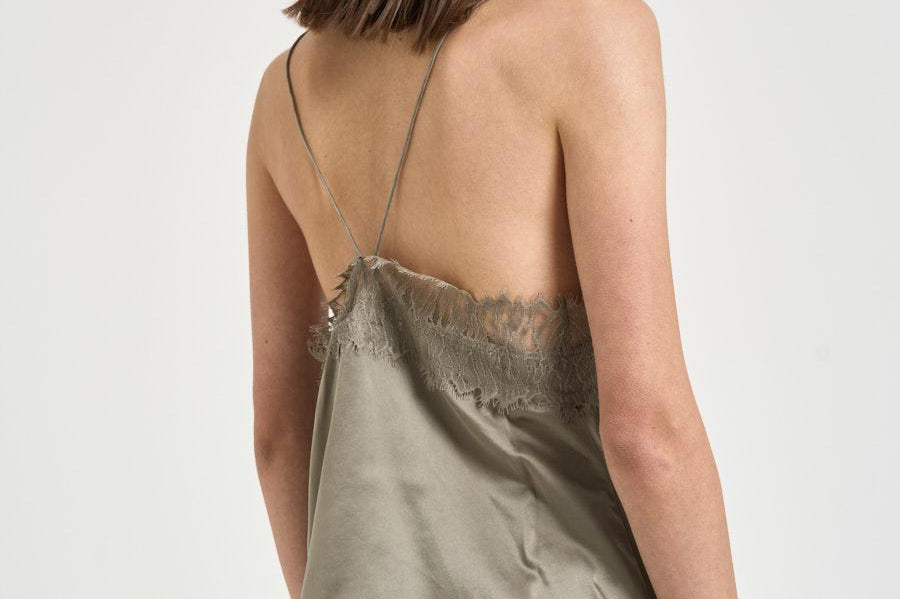 Top donna satinato verde oliva NEWIN OLIVEGREEN IRO 