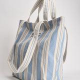 Borsa tote donna in cotone a righe celeste BIGSTRIPESV 3161EMB MC2 SAINT BARTH 