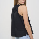Top donna in popeline nero ricamato 13606 NERO8012 FORTE FORTE 