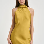 Abito donna lungo satinato ocra 16193 YELLOW ACTUALEE 