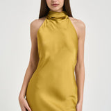 Abito donna lungo satinato ocra 16193 YELLOW ACTUALEE 
