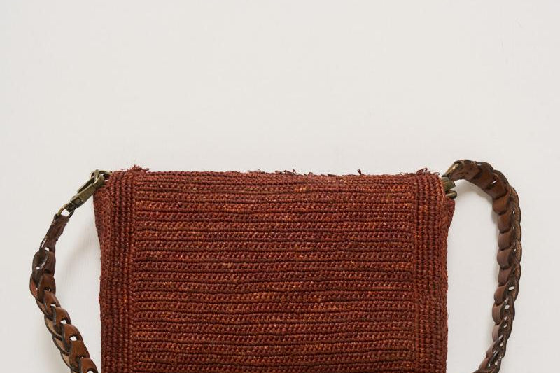Pochette donna Hafa in rafia mattone HAFA WOOD IBELIV 