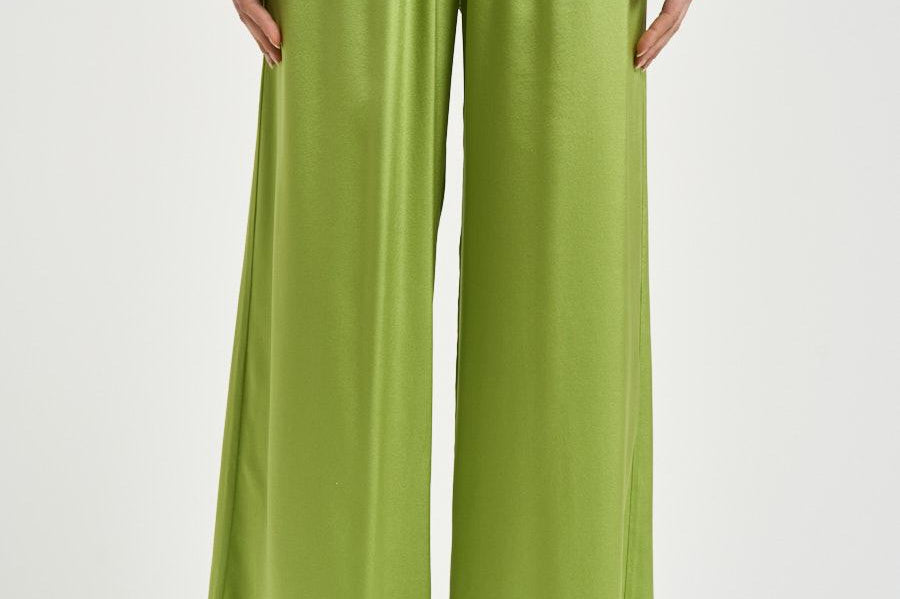 Pantalone donna in seta verde brillante 14582 6028 FORTE FORTE 