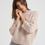 Maglia donna girocollo traforata beige A99314F05 947 PESERICO 