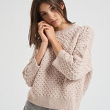 Maglia donna girocollo traforata beige A99314F05 947 PESERICO 