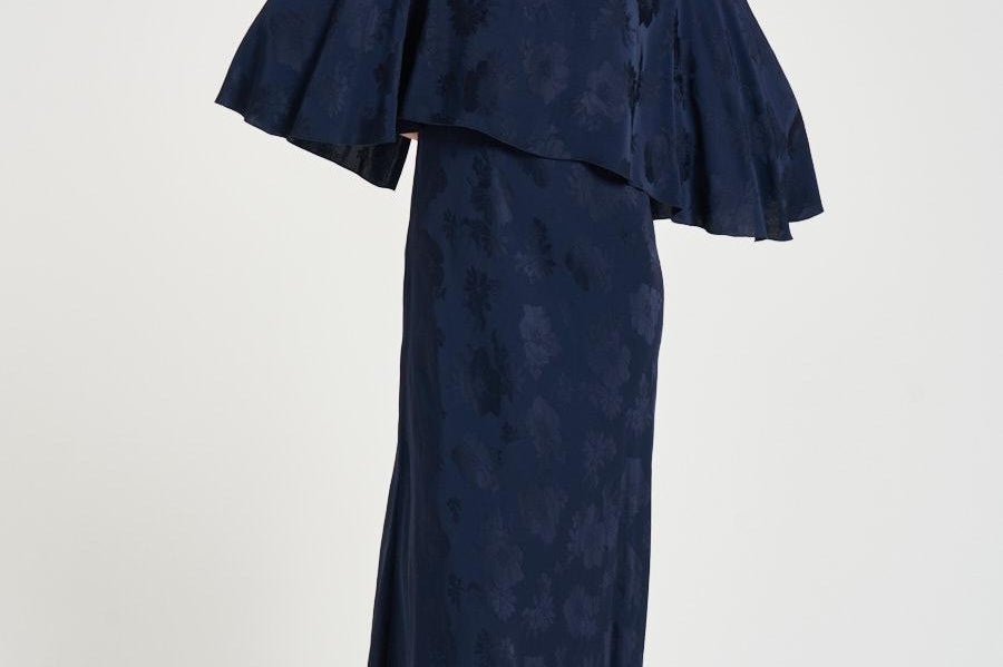 Abito donna con mantella removibile blu 14561 5015 FORTE FORTE 