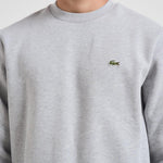 Felpa uomo girocollo in pile grigia SH9608 CCA LACOSTE 