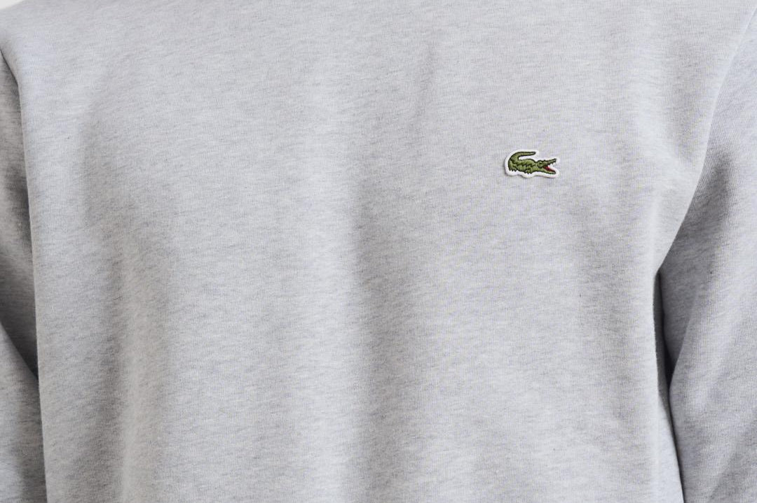 Felpa uomo girocollo in pile grigia SH9608 CCA LACOSTE 