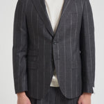 Abito uomo monopetto gessato grigio 2442+8364 535102 LUIGI BIANCHI 