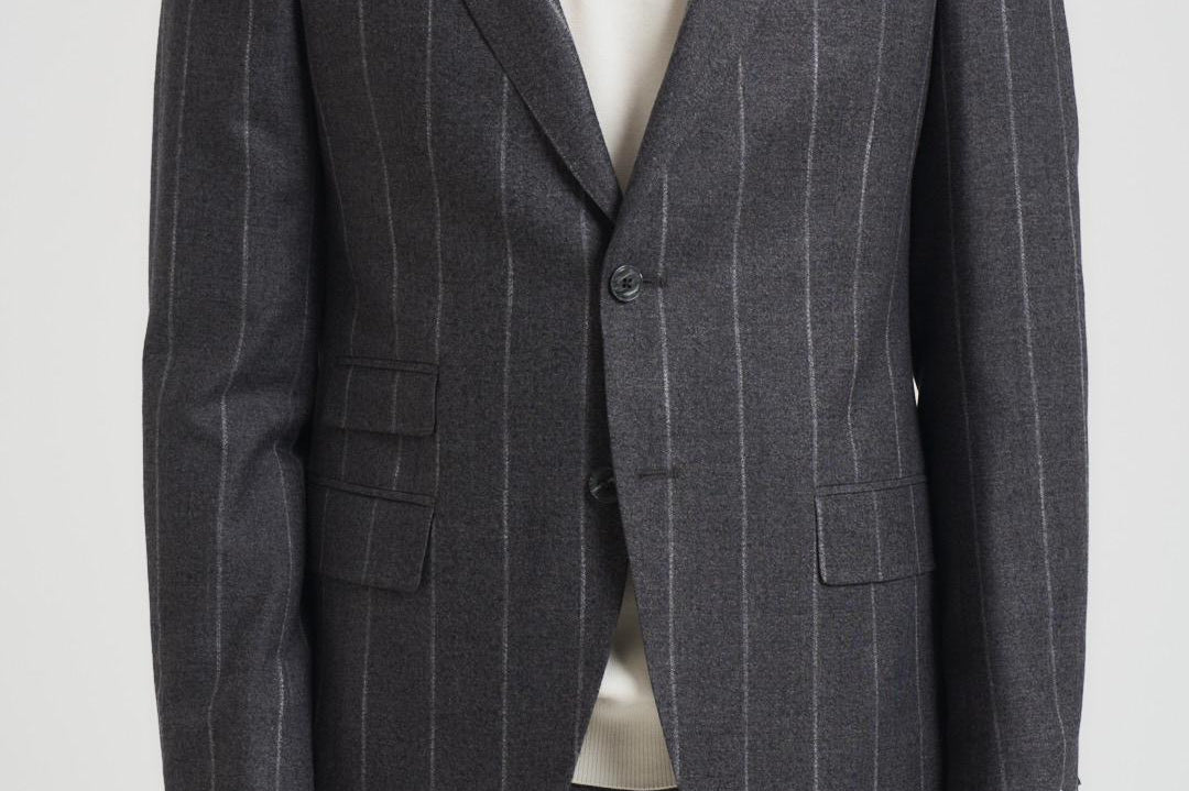 Abito uomo monopetto gessato grigio 2442+8364 535102 LUIGI BIANCHI 