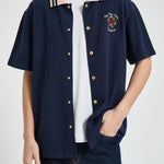 Camicia uomo manica corta blu SH247 CO264NY DROLE DE MONSIEUR 