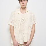 Camicia uomo traforata panna LDM401098 215215IVORY LES DEUX 
