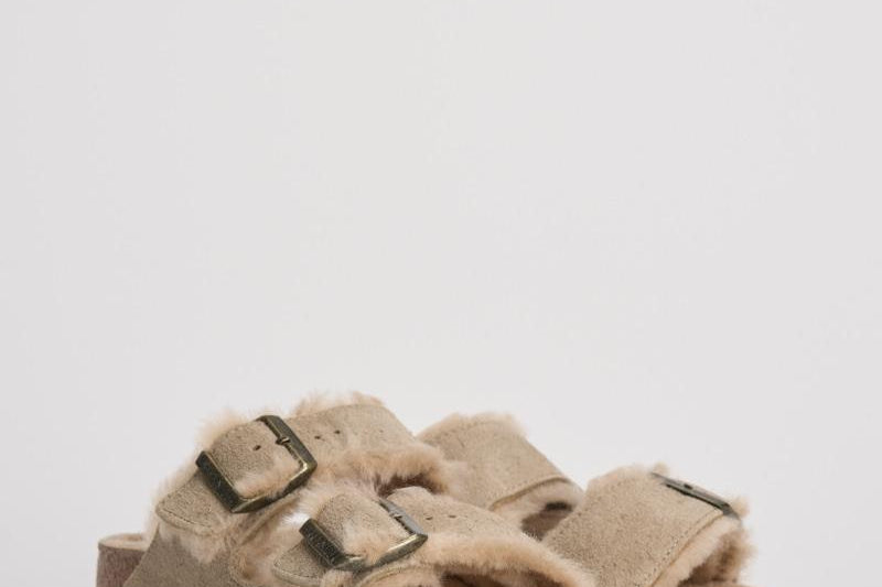 Sandalo arizona in shearling e camoscio donna 1028293 TAUPE BIRKENSTOCK 