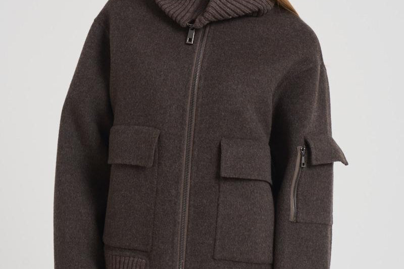 Giubbotto donna in lana grigio D431747 LEAK886MORO P.a.r.o.s.h. 