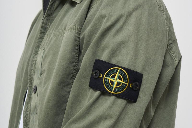 Camicia uomo verde con zip 1200032 S00WNV0159 STONE ISLAND 