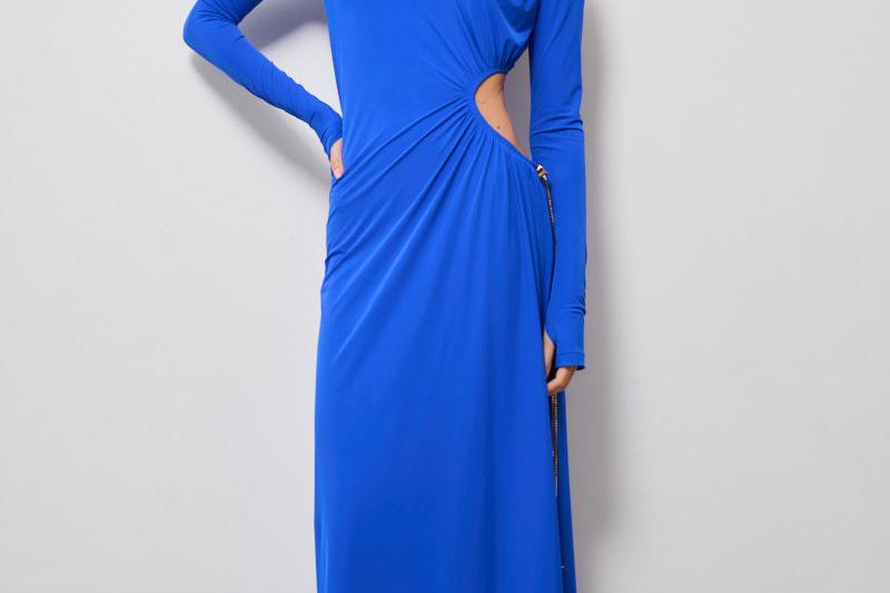 Abito donna lungo Octavia Dress blu cobalto 625SS6629O NAVYBLUE DANAME 
