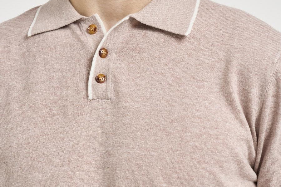 Polo uomo beige in maglia leggera M060202 114 ACCADEMIE TESSILI 