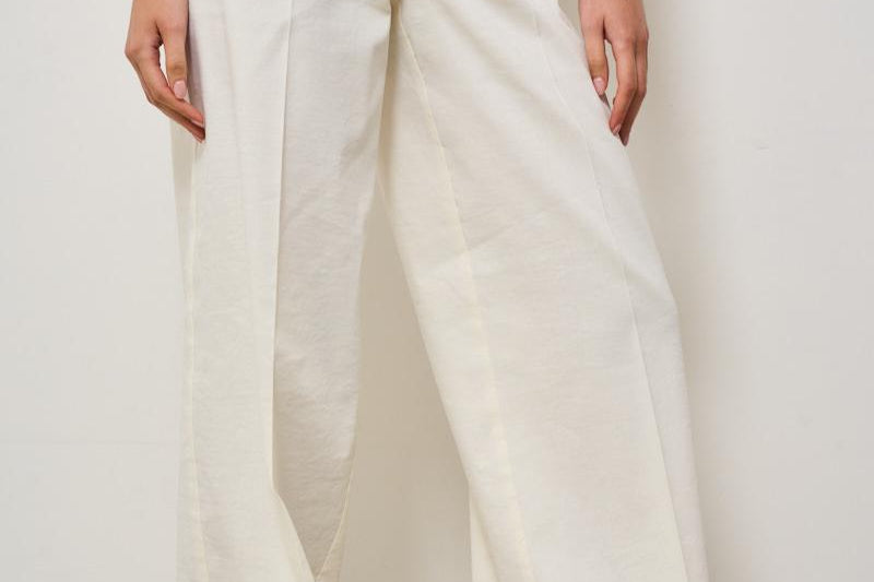 Pantalone donna a palazzo in lino bianca 104929 A0IMZ07 PINKO 
