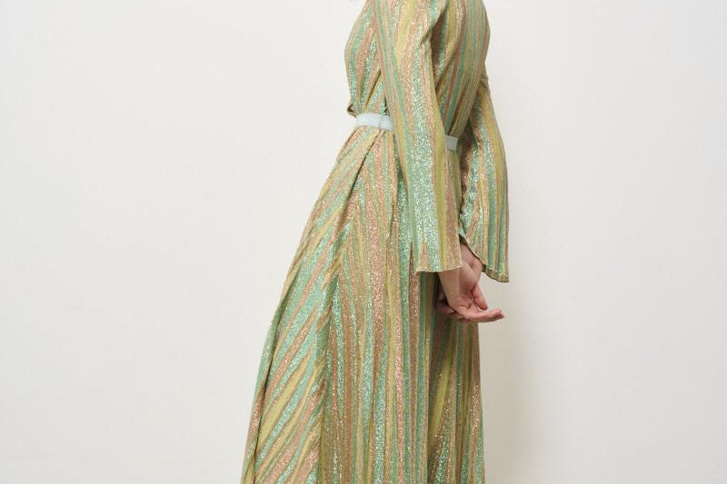Abito donna lamé verde 13918 6014 FORTE FORTE 