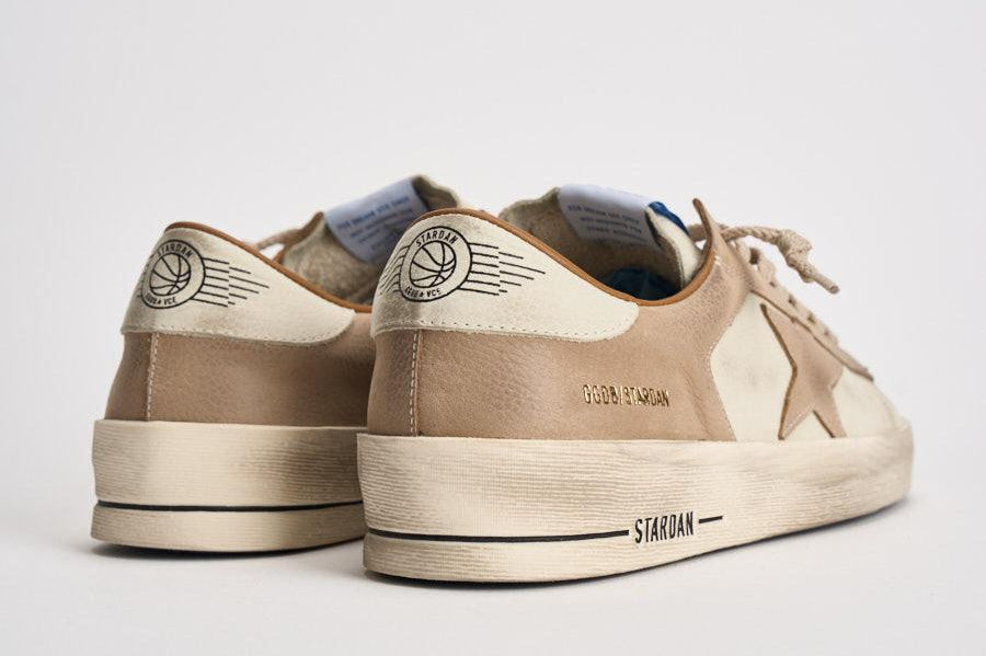 Sneakers uomo Stardan bianca e beige GMF00667 F00814015875 GOLDEN GOOSE 