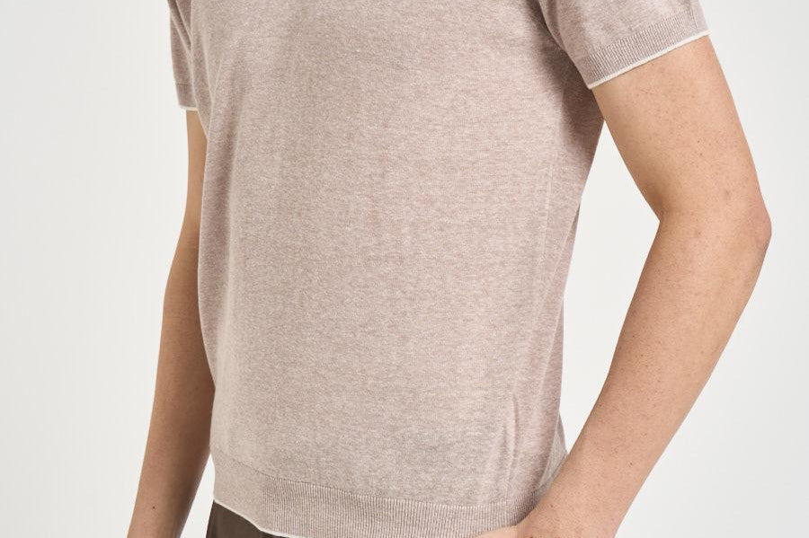 Polo uomo beige in maglia leggera M060202 114 ACCADEMIE TESSILI 