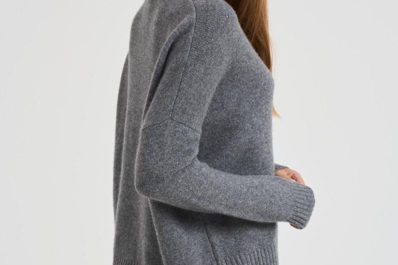 Maglione donna girocollo grigio. AMELIE 1300FLANELLE KUJTEN 