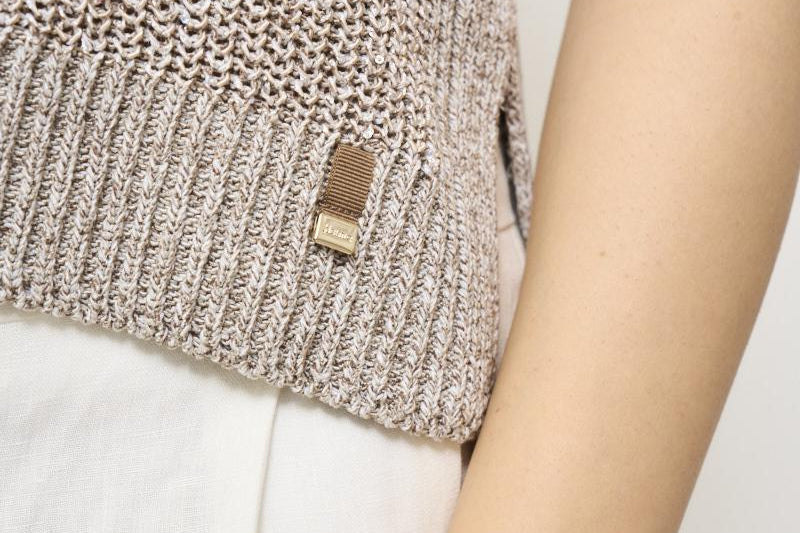 Gilet donna in maglia grigio con glitter MG000167D 2600 HERNO 