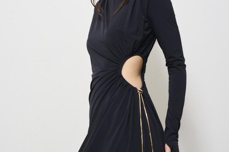 Abito donna lungo Octavia Dress nero 625SS6629O BLACK DANAME 