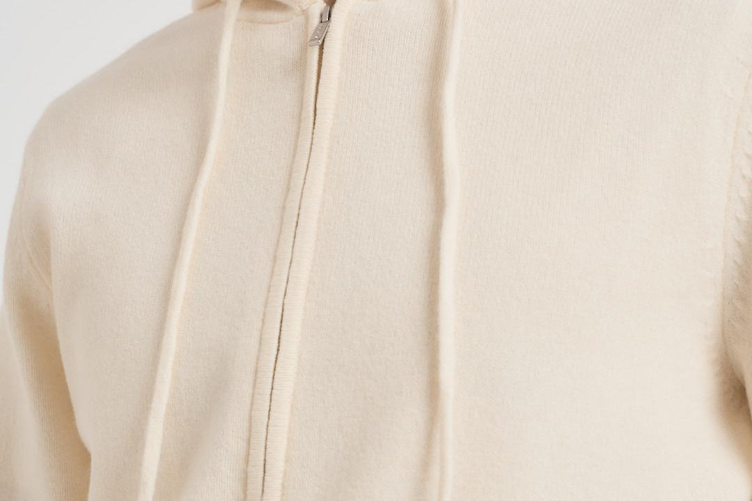 Felpa in maglia con cappuccio bianca LAMBSWL 10 MC2 SAINT BARTH 