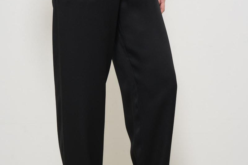 Pantalone donna Kendry in raso nero PA0522FA C1J04I01BK ISABEL MARANT 