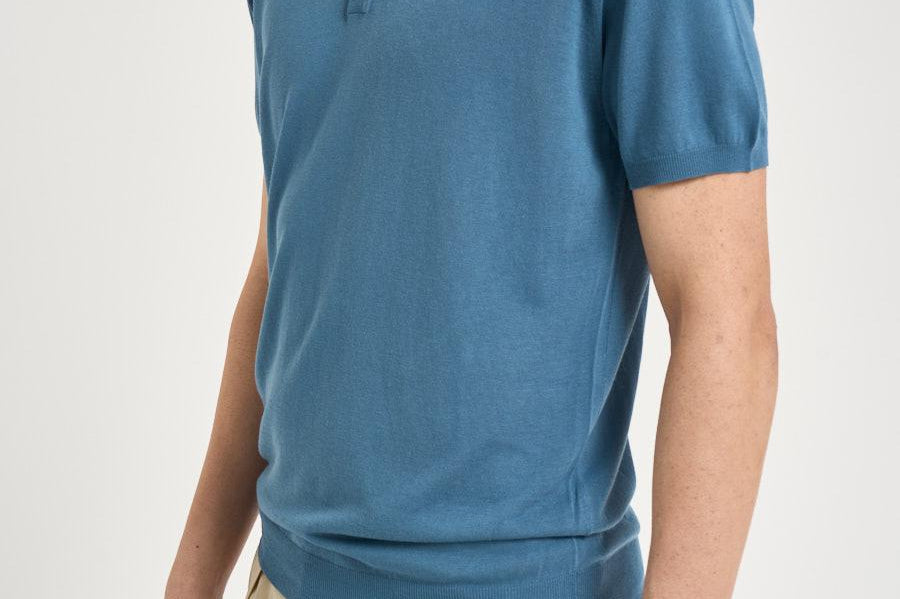 Polo uomo in maglia celeste carta zucchero M060526 255 ACCADEMIE TESSILI 