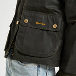 Giacca donna Beadnell Waxed verde scuro e rosa LWX1403 OL99 BARBOUR 