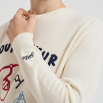 Maglia uomo girocollo con ricamo Courmayeur panna HERON COURMAD10EMB MC2 SAINT BARTH 